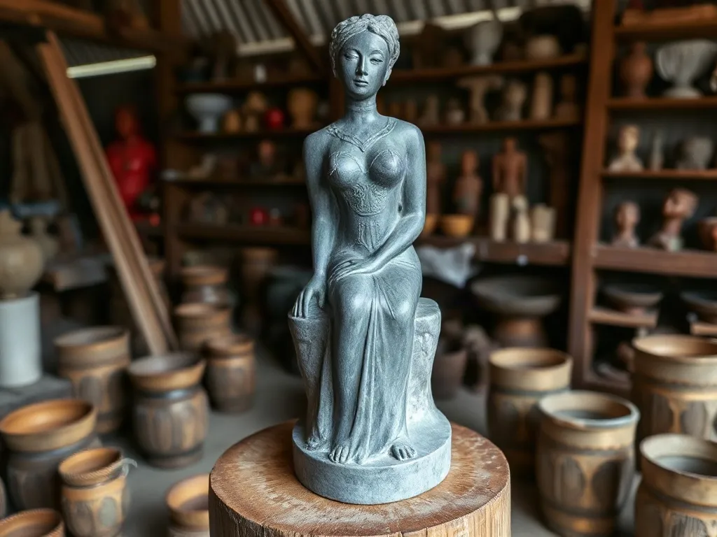 Sculpture en pierre de Mbigou, femme assise · Libreville (3/3)