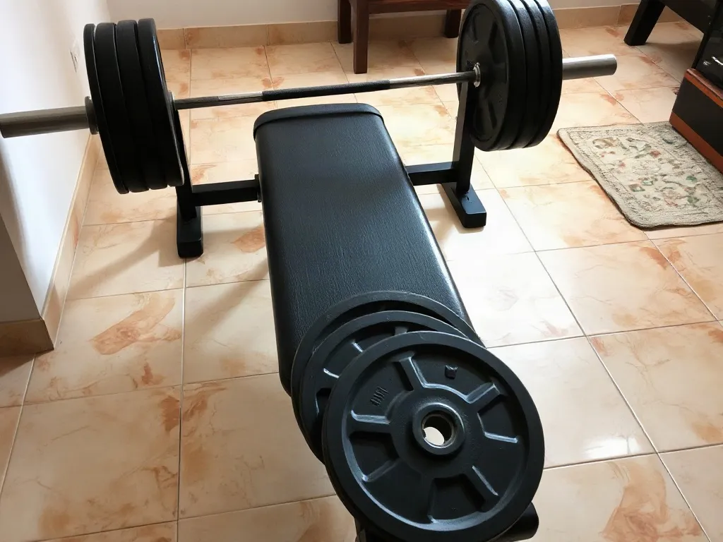 Banc de musculation avec barre et disques · Libreville (2/2)