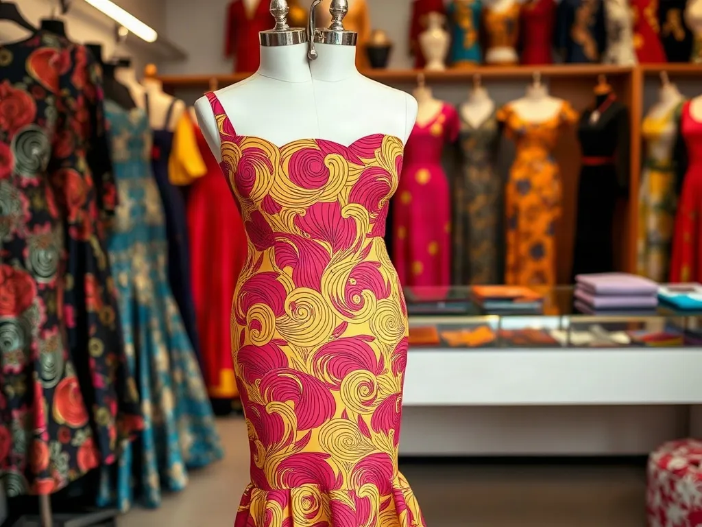 Robe sirène en wax pour cérémonie · Libreville (2/2)