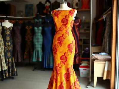 Robe sirène en wax pour cérémonie · Libreville