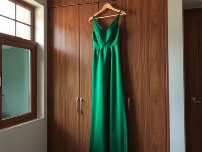 Robe de soirée longue émeraude, taille M · Akanda
