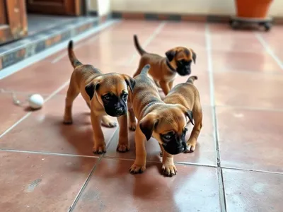 Chiots croisés berger de trois mois · Libreville