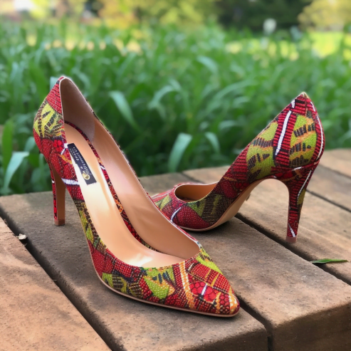 Lady’s Heel Shoes in African Fabric